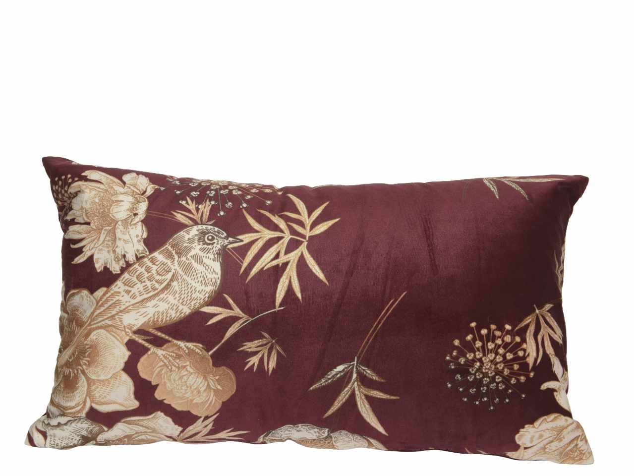 Cuscino in velluto con decoro floreale 50x30xh5cm