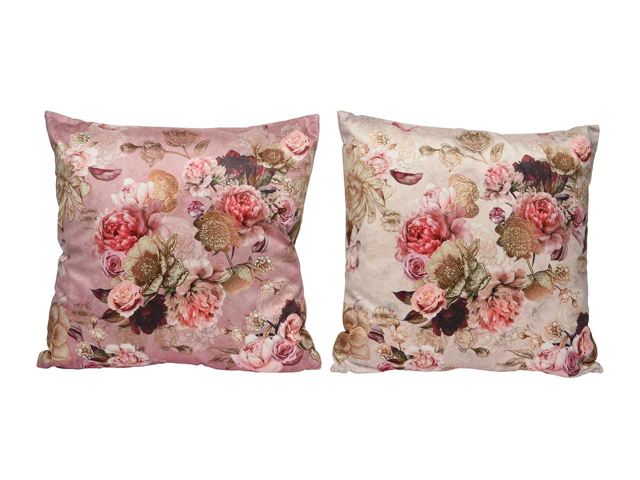 Cuscino in velluto con decoro floreale 45x45xh7cm
