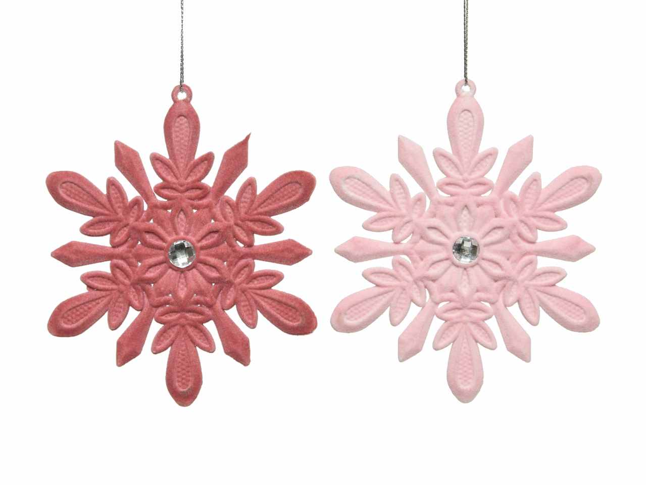 appendino fiocco di neve in plastica 3x13x13,5cm rosa