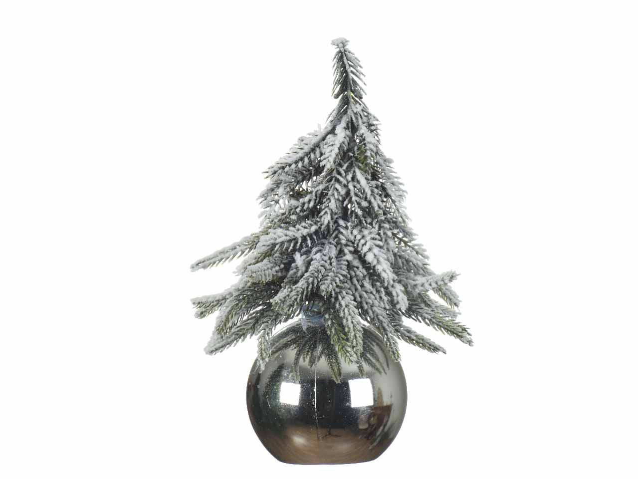 Mini albero di natale su sfera argento 16x16x28cm