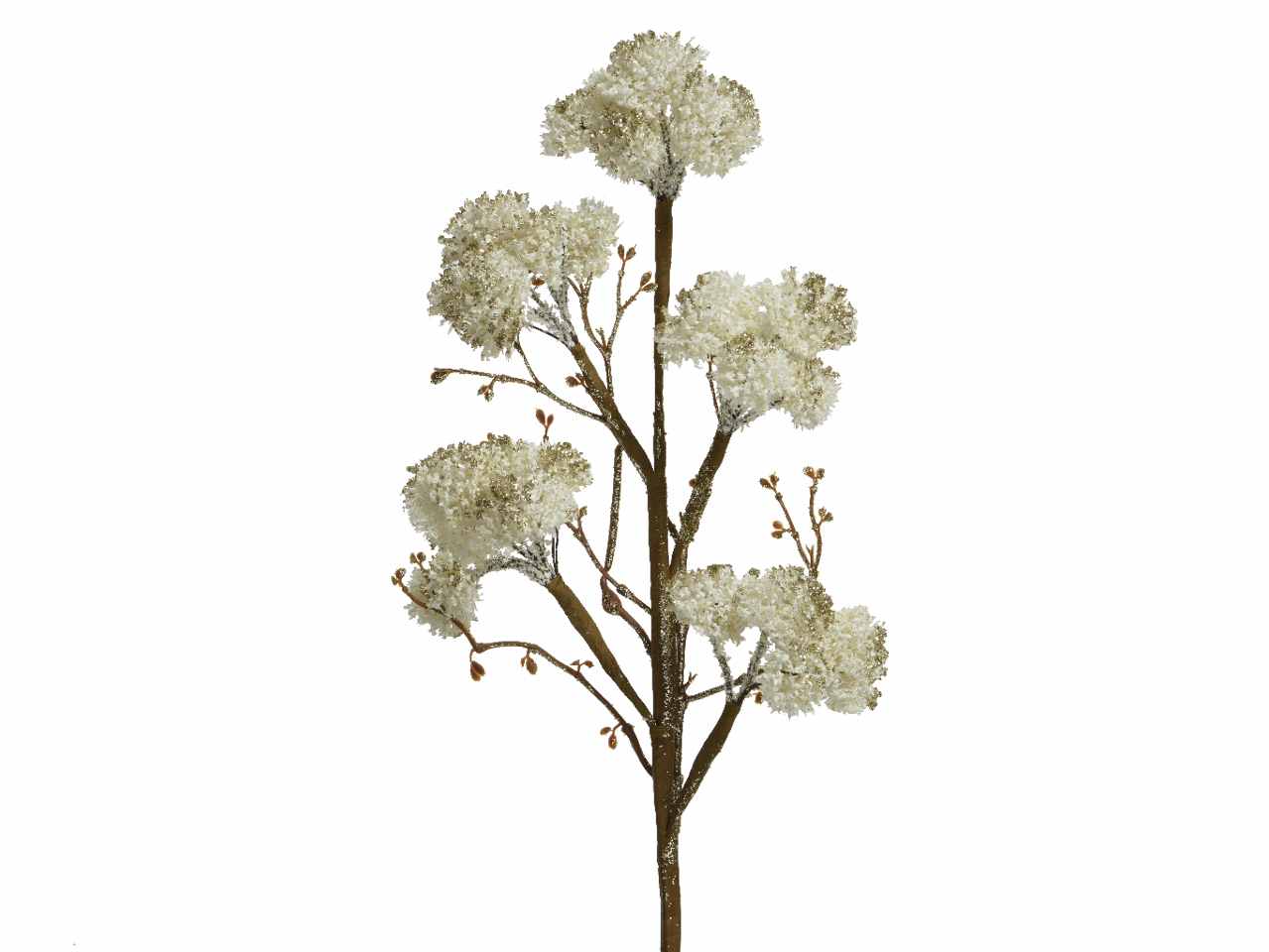 Fiore spruzzato con glitters 6x17x52cm bianco