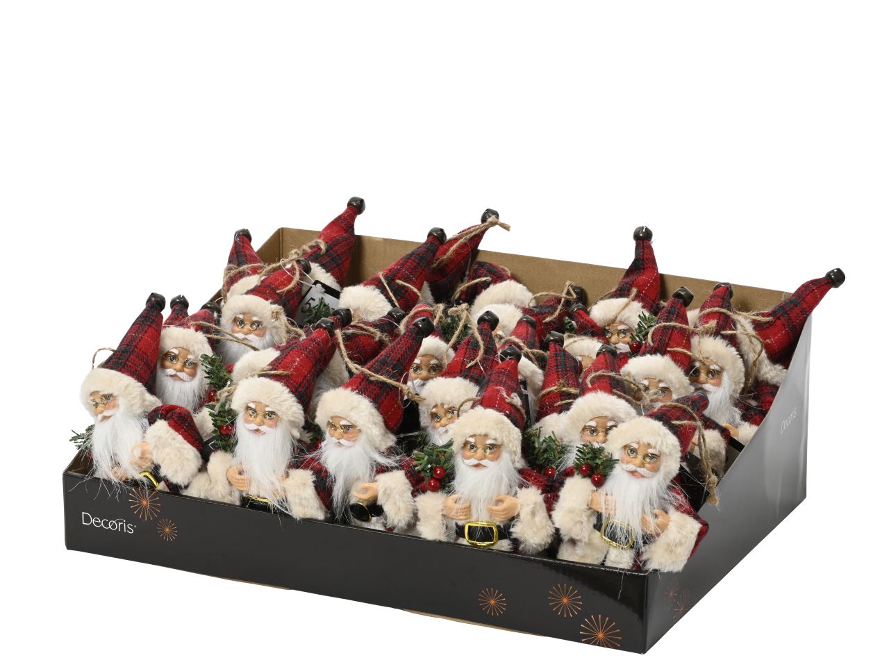 Pendente babbo natale con cappello e cappotto rosso a quadri colore rosso misura lun.5cm x lar.10cm x alt.13cm