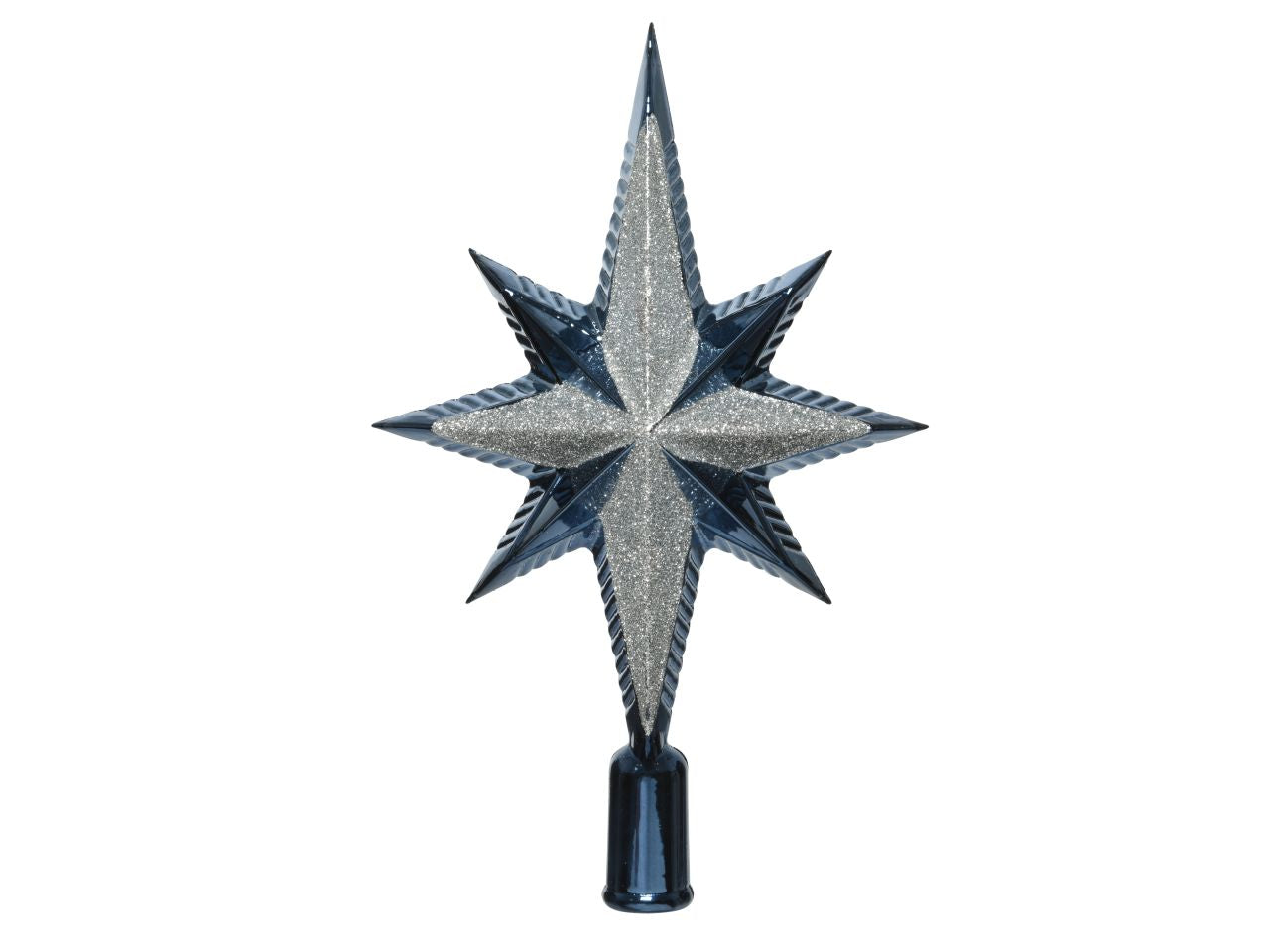 Puntale infrangibile glitterato colore blu notte misura lun.6.5cm x lar.14.5cm x alt.25.5cm