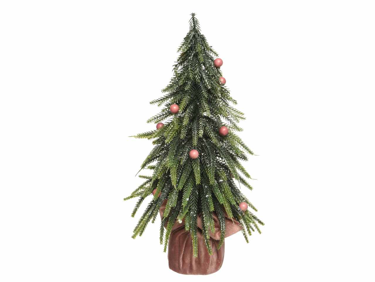 Mini albero di natale verde 35cm d.20cm con sfere rosa