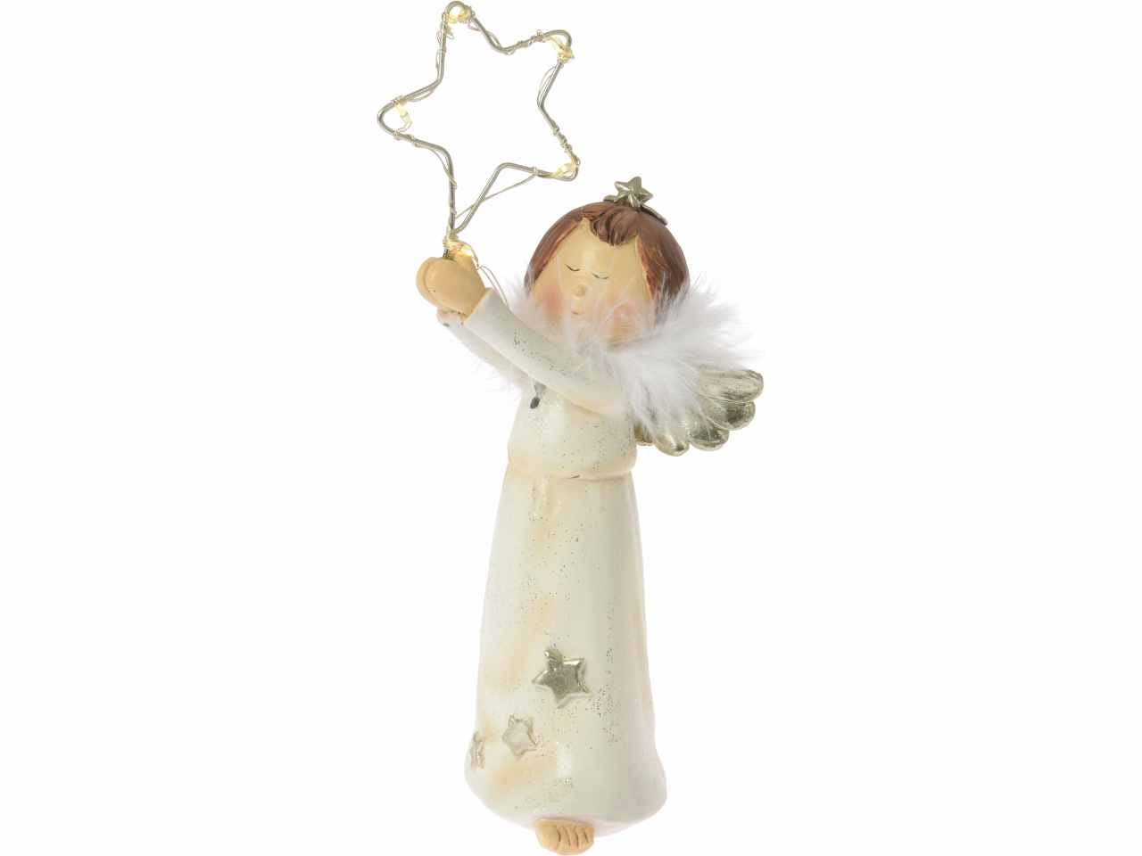 Angelo 20cm in resina con stella led
