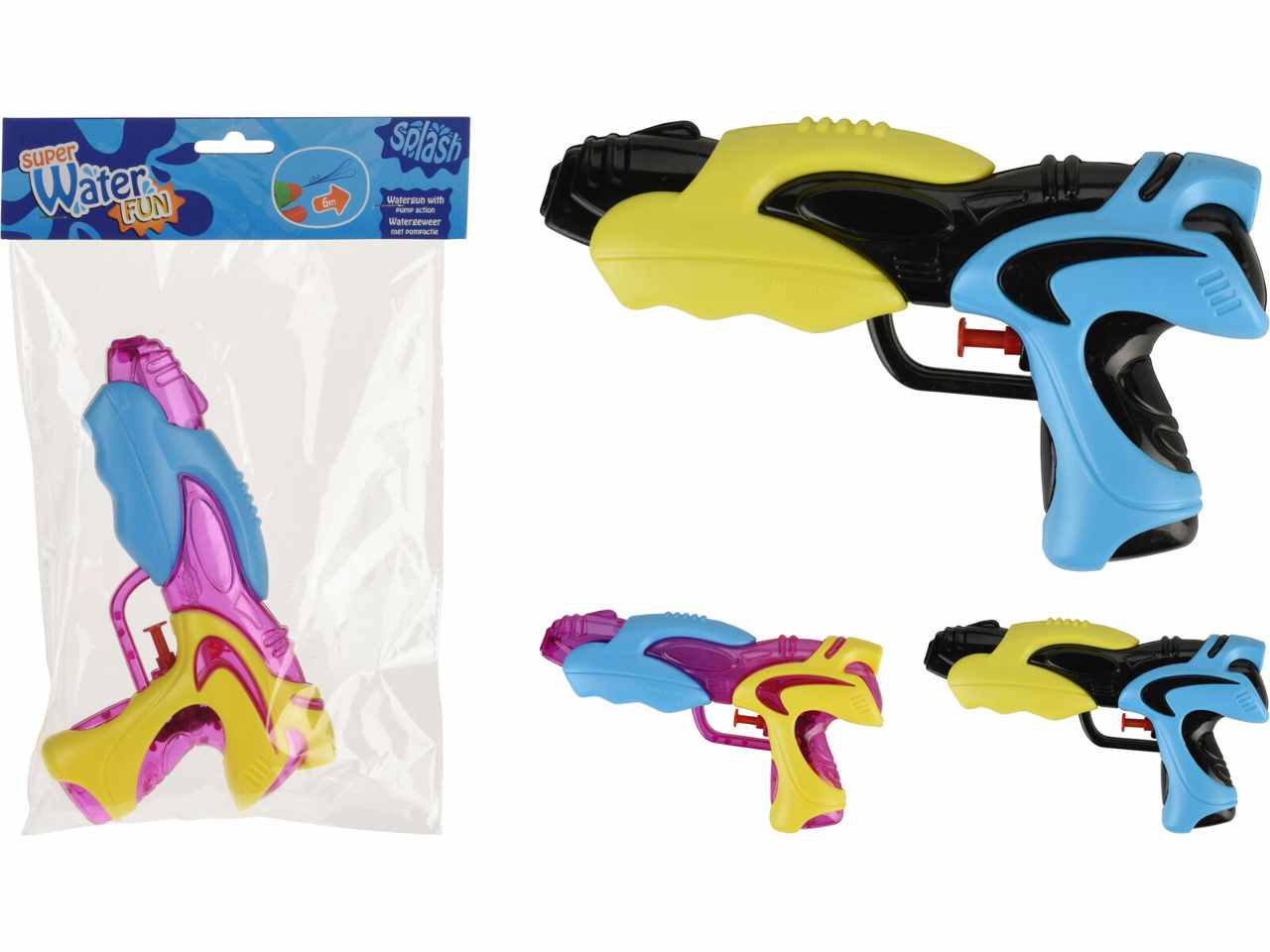 Pistola acqua in plastica 19cm 2 colori assortiti