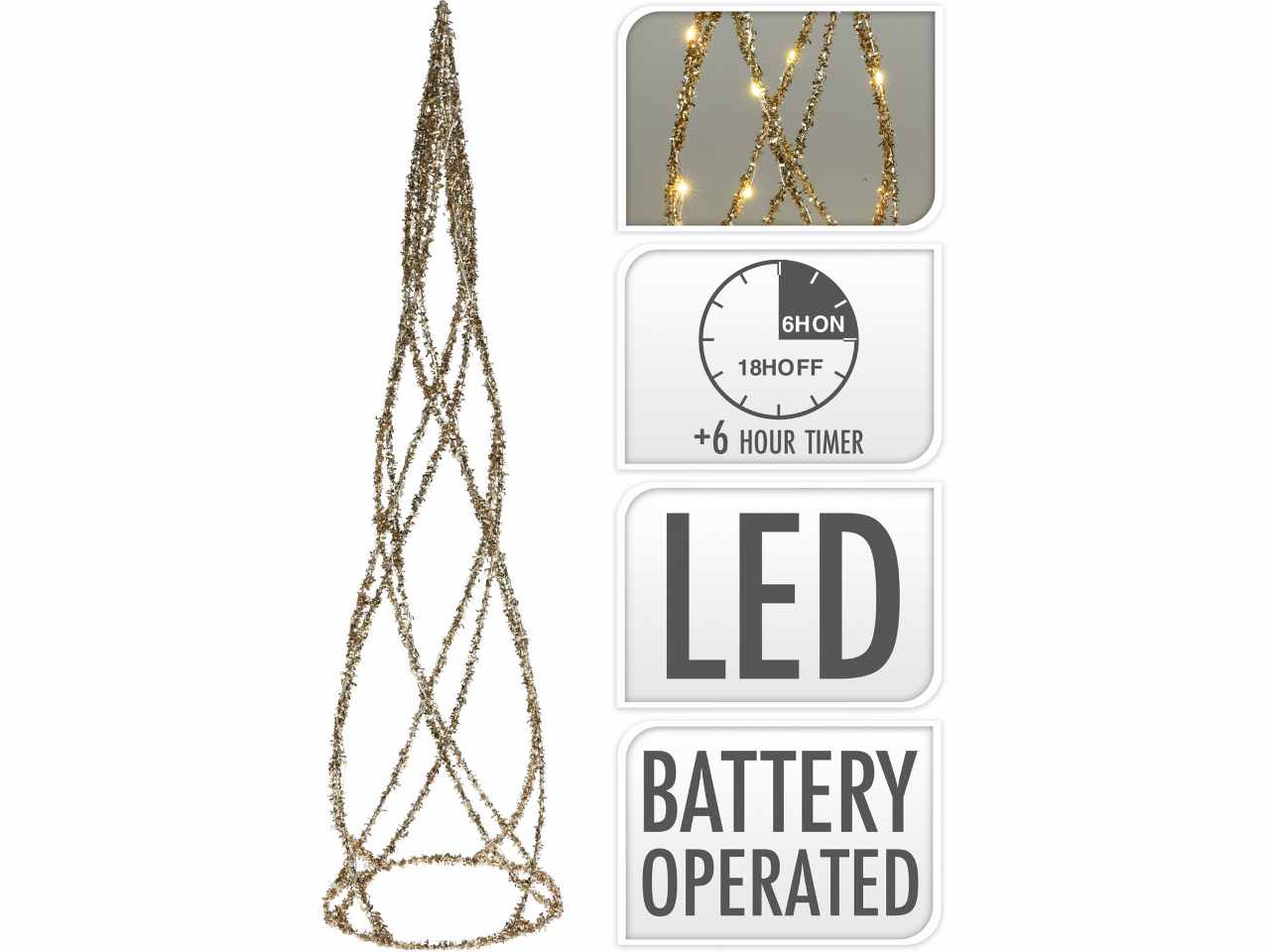Cono oro 80cm con 40led e funzionamento a batteria
