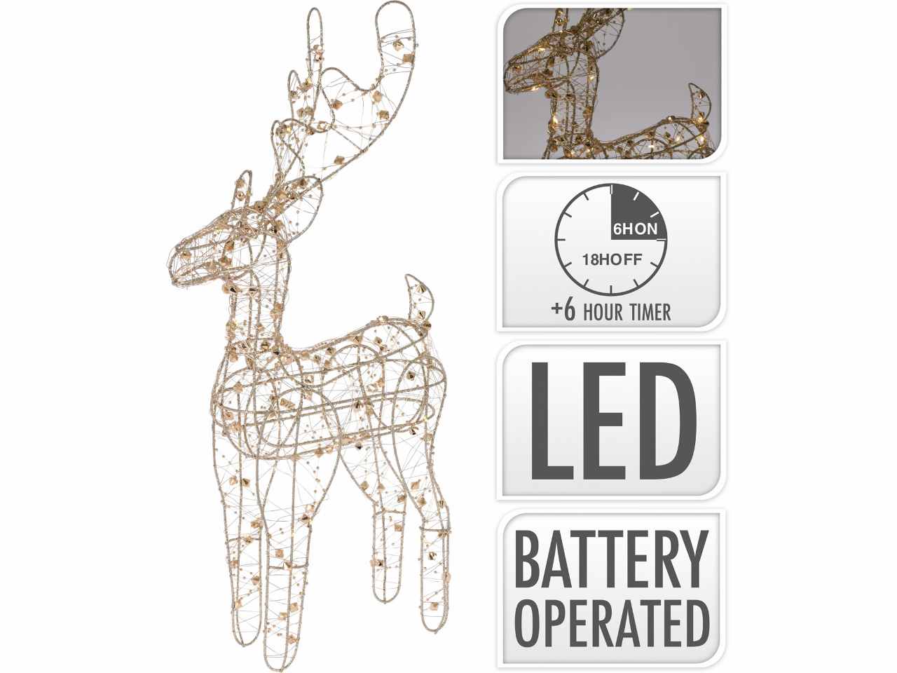 Renna filo oro 27x50cm con 40led