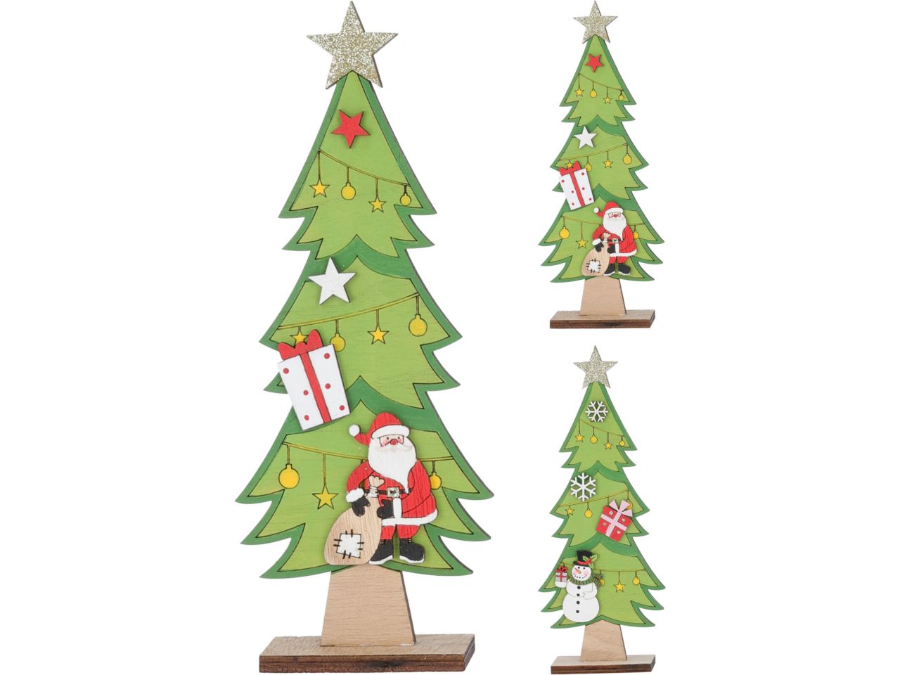 Albero di natale in legno misura 22cm in 2 assortimenti