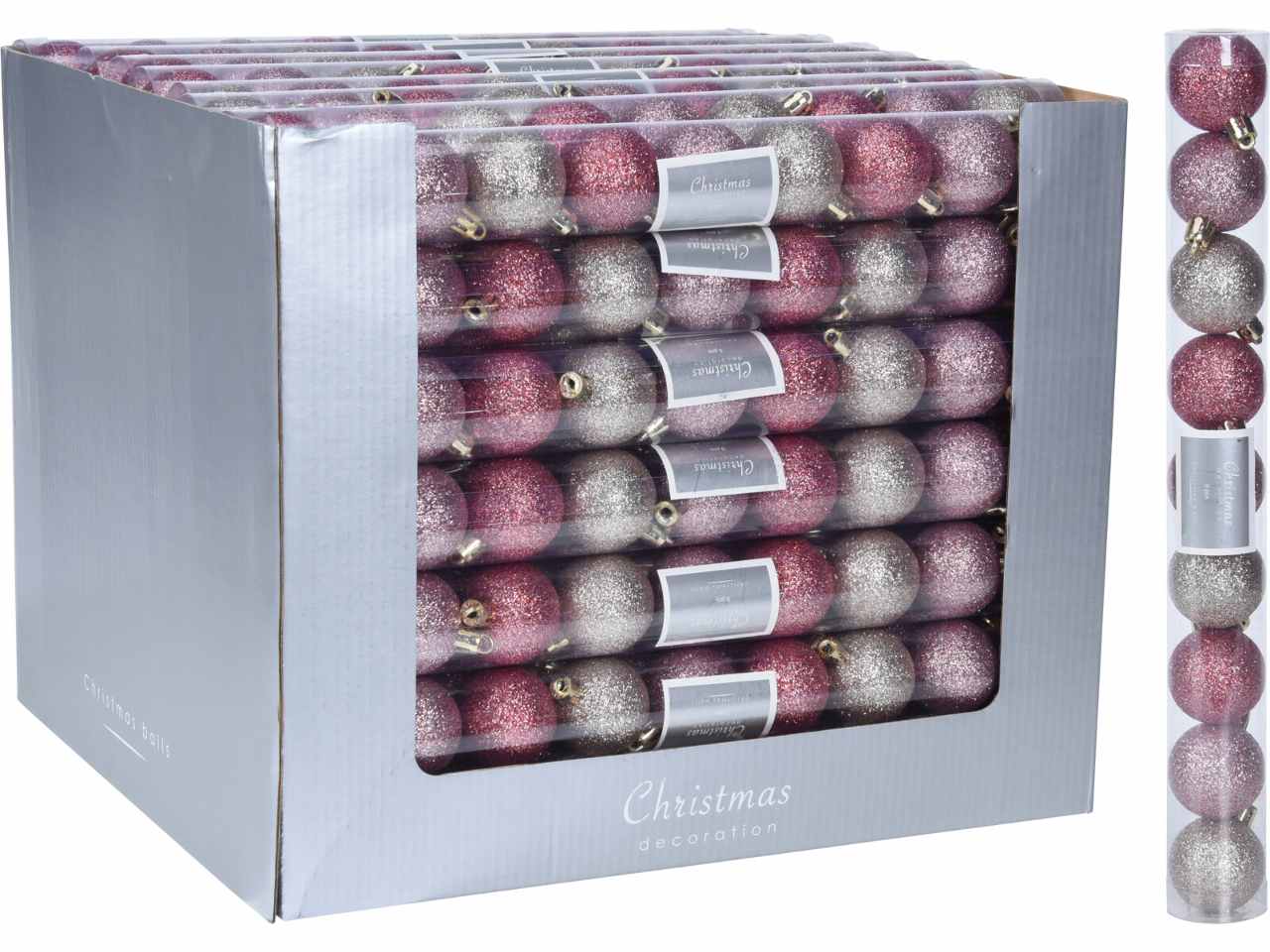 Sfere 9pezzi in plastica d.40mm nei colori rosa e oro