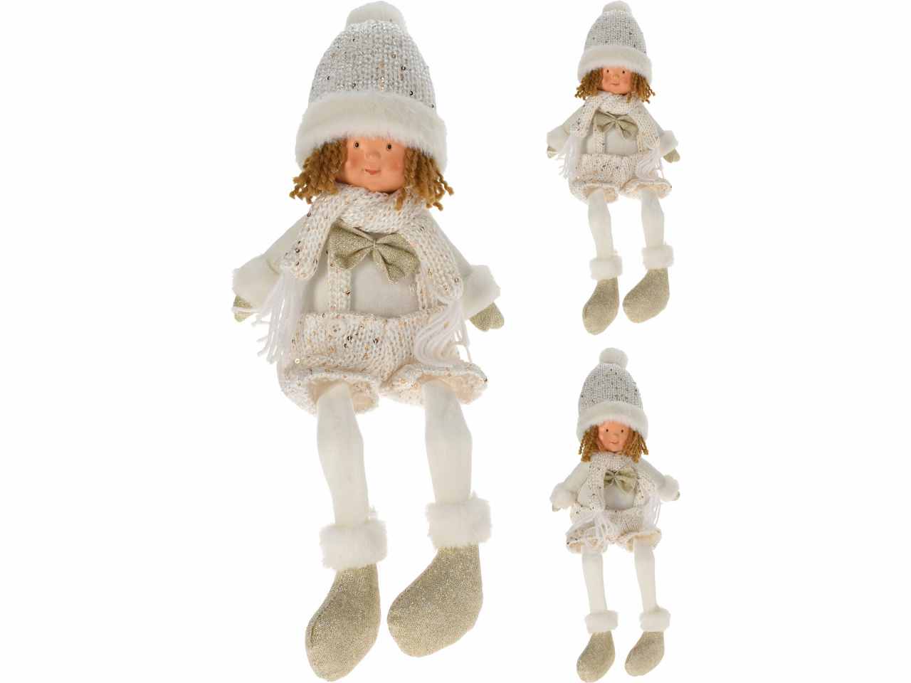 Bimbo in tessuto bianco oro 45cm