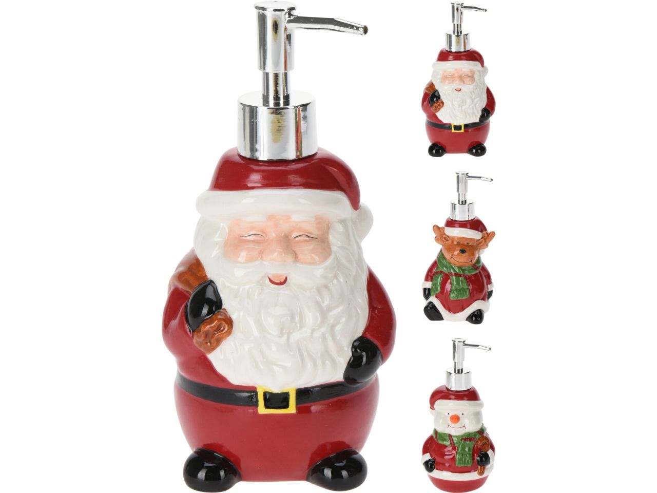 Dispenser per sapone natalizio misura 19cm in 3 assortimenti