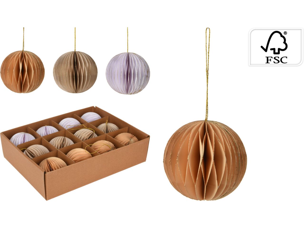 Sfera in carta misura 80mm in 3 assortimenti