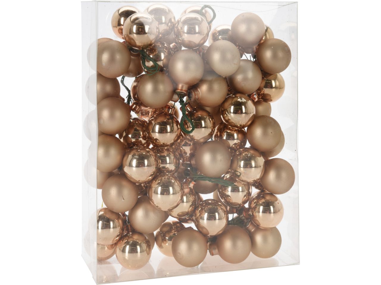 Grappolo con 6 mini palle di natale colore oro in vetro misura 3cm con filo