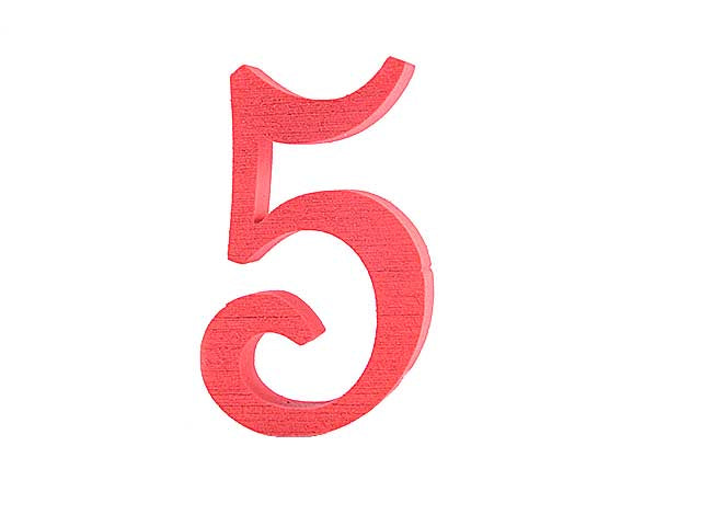Numero 5 polistirolo rosso 13cm
