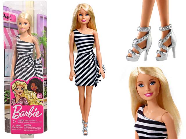 barbie glitz c/vestito bianco fxl68