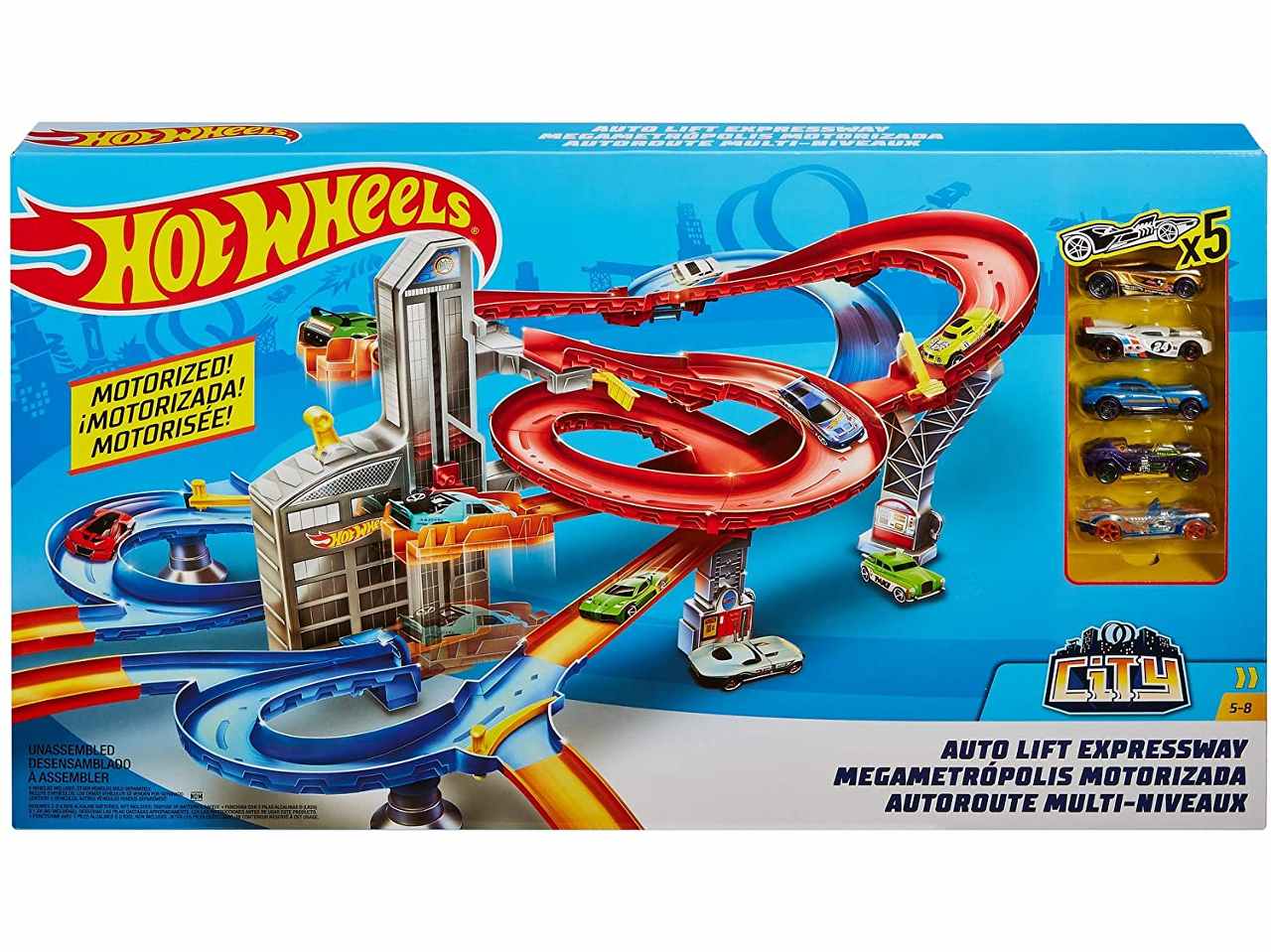Hot wheels auto lift expressway+5auto fxn21