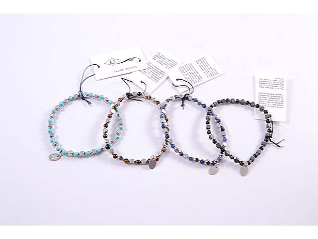 Bracciale pietra + ematite + acciaio b 09766