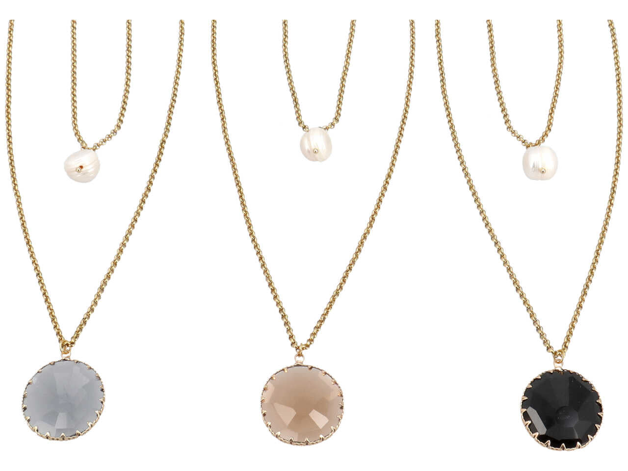 Collana acciaio c/perla di fiume c 21386