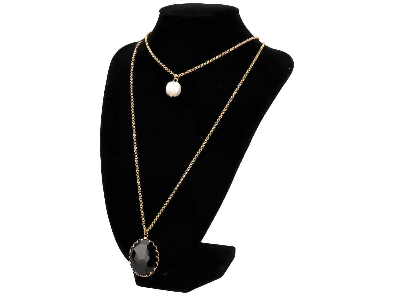 Collana acciaio c/perla di fiume c 21386