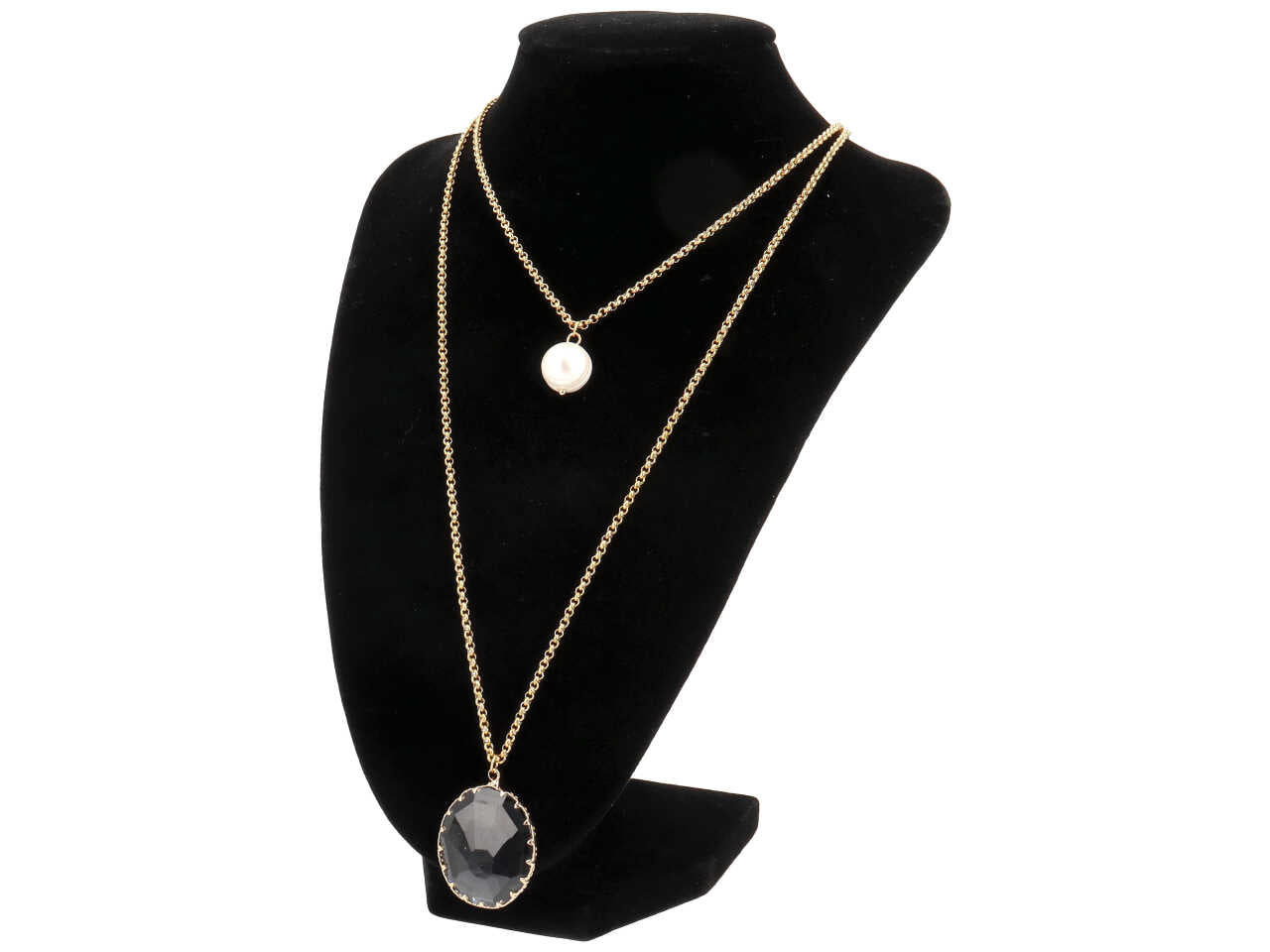 Collana acciaio c/perla di fiume c 21386