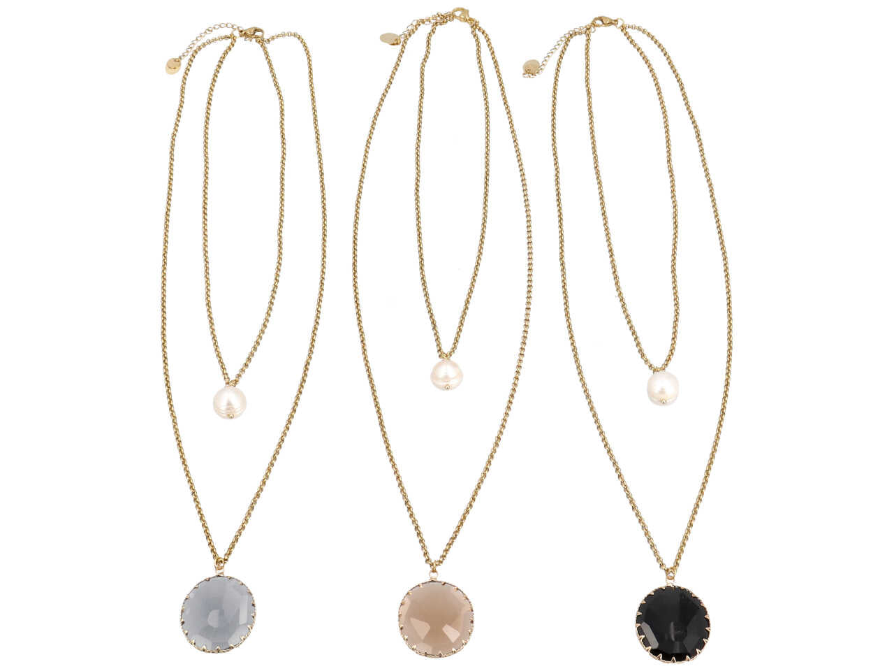 Collana acciaio c/perla di fiume c 21386