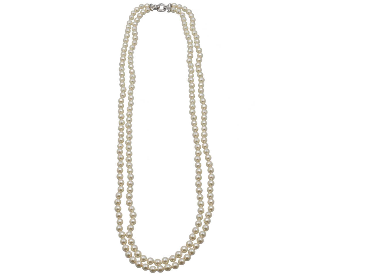 Collana perla 2 fili c/strass c10137