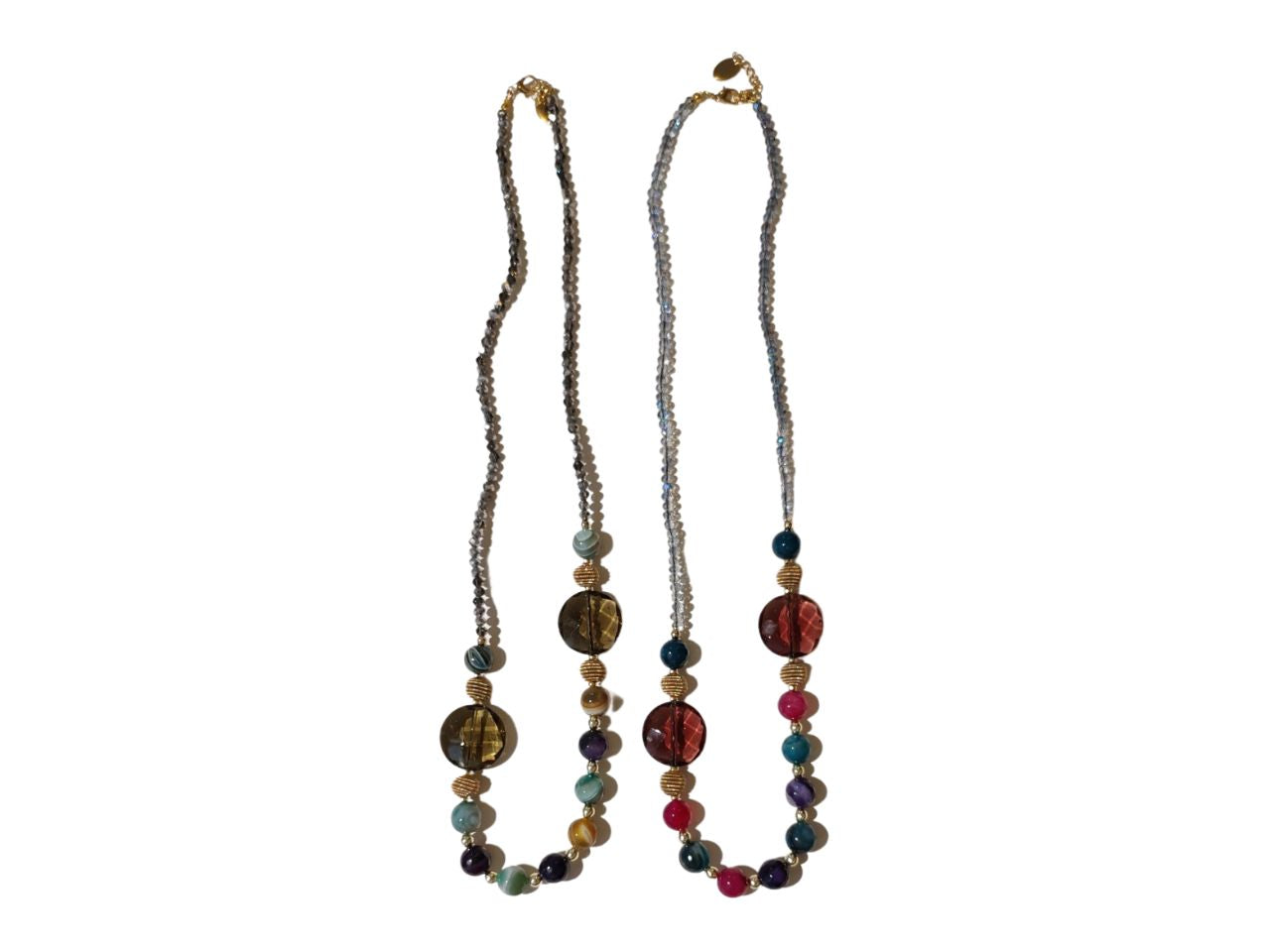 Collana pietra con cristallo e metallo