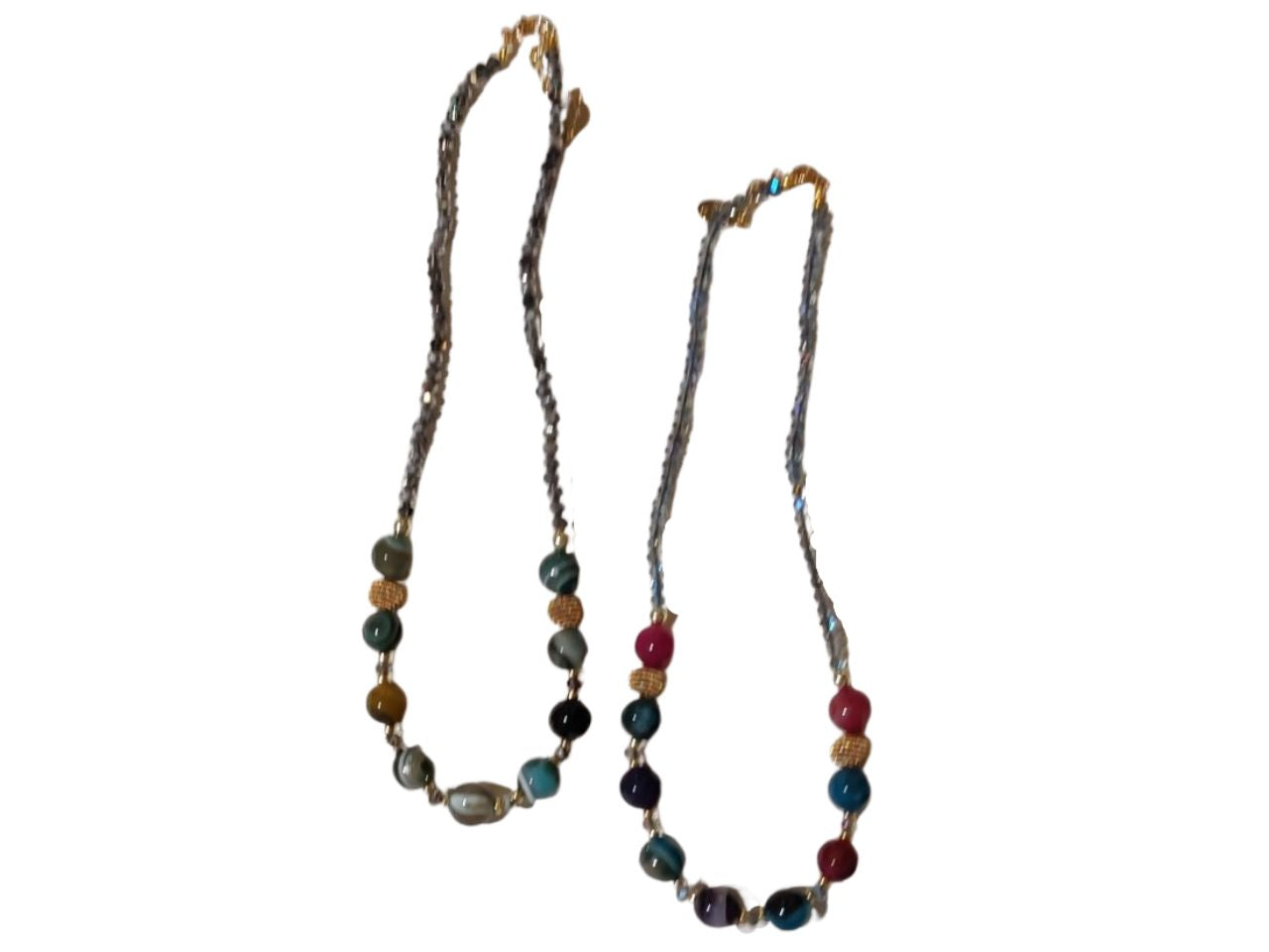Collana pietra con cristallo e metallo