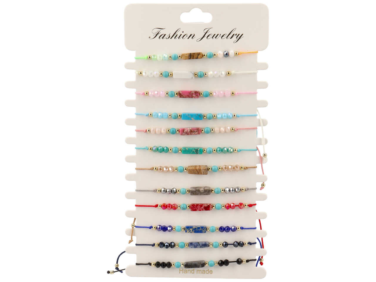 Bracciale cordino in tessuto con pietra