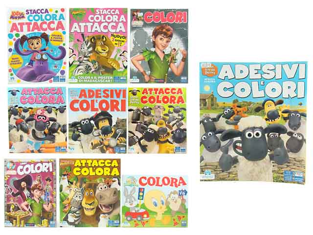 libro stacca attacca e colora