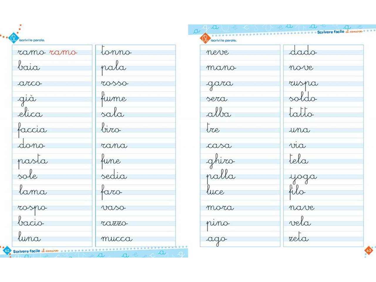 Libro impara scrivere corsivo