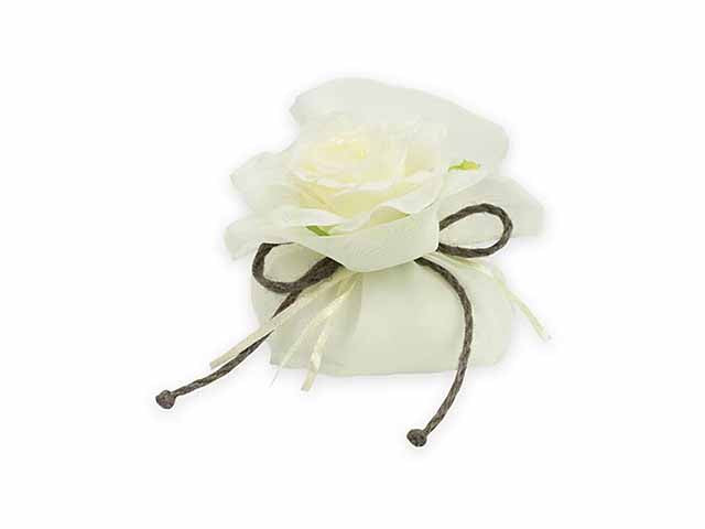 Sacchetto organza c/rosa a1652/02