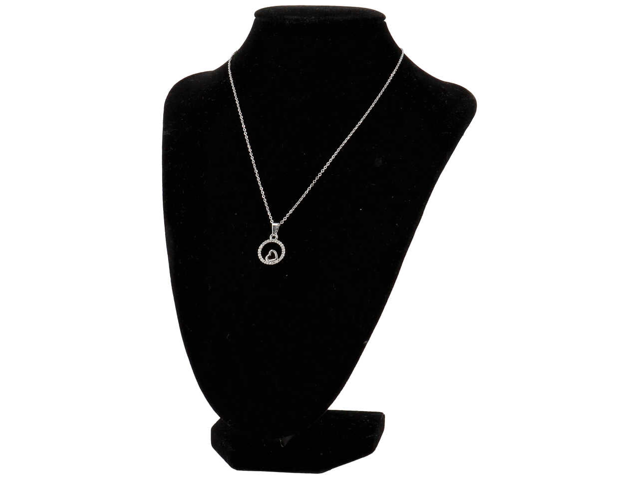 Collana con cerchio ricoperto di zirconi e cuoricino all'interno