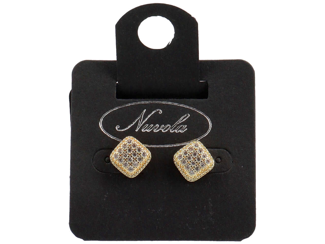 Orecchini quadrati oro 3d con zirconi