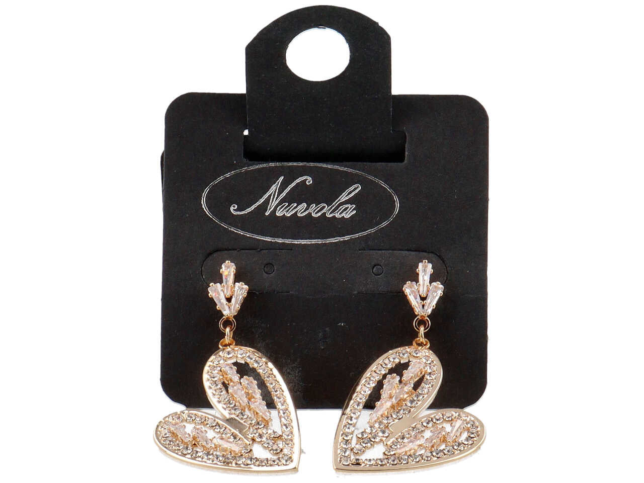 Orecchini cuore stilizzato oro con strass