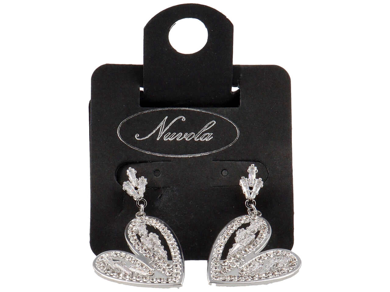 Orecchini cuore stilizzato con strass
