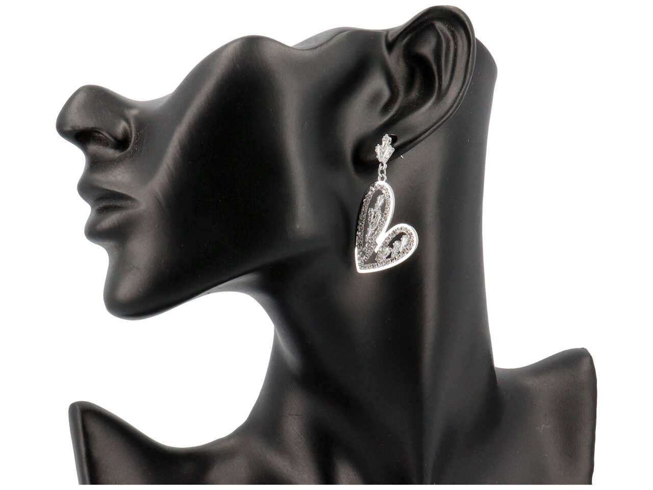 Orecchini cuore stilizzato con strass