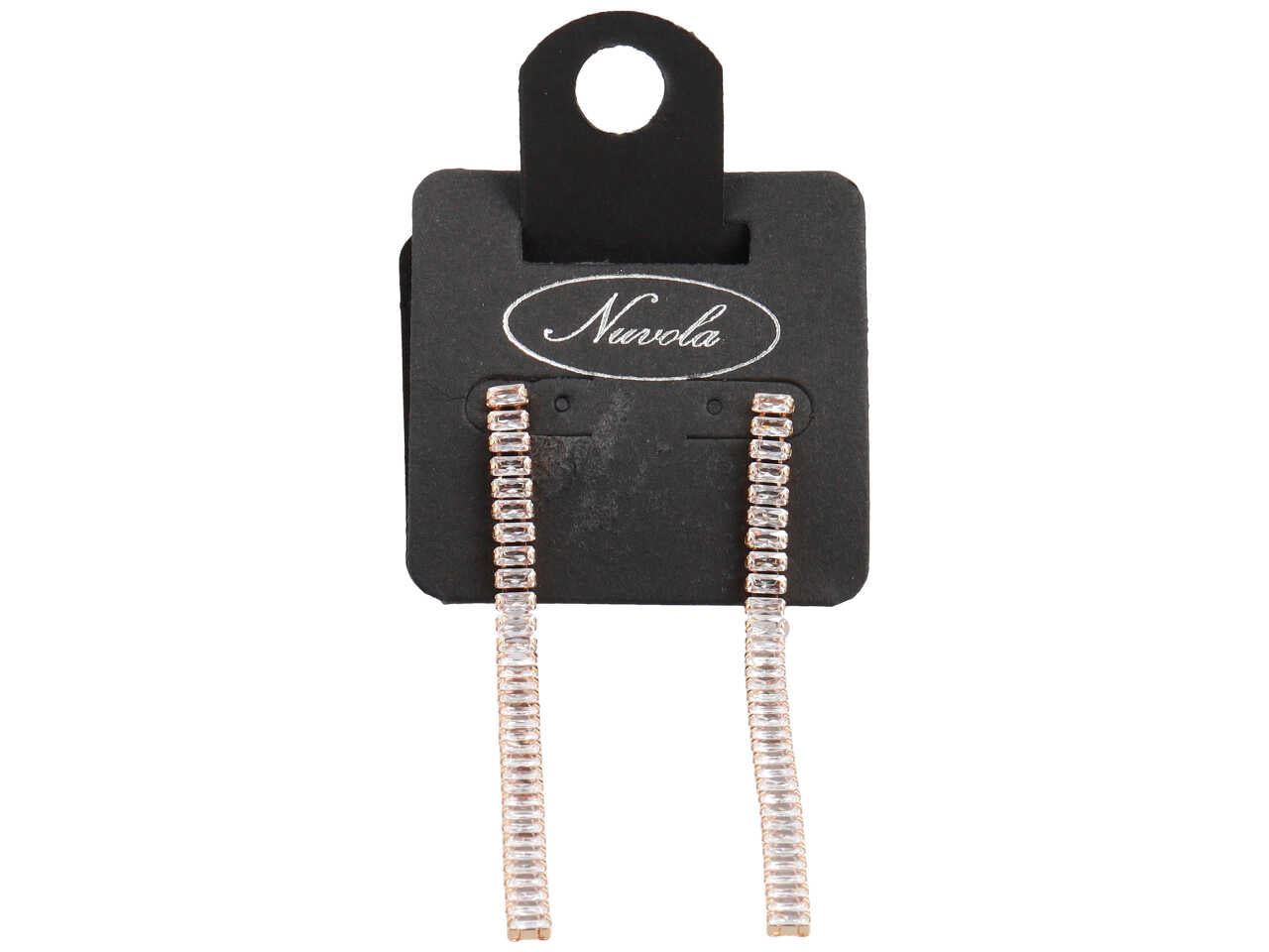 Orecchini 1 filo 9cm oro rosa con zirconi