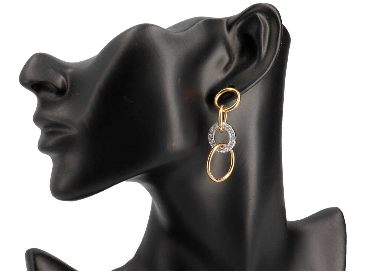 Orecchini oro 4 cerchi forati con strass
