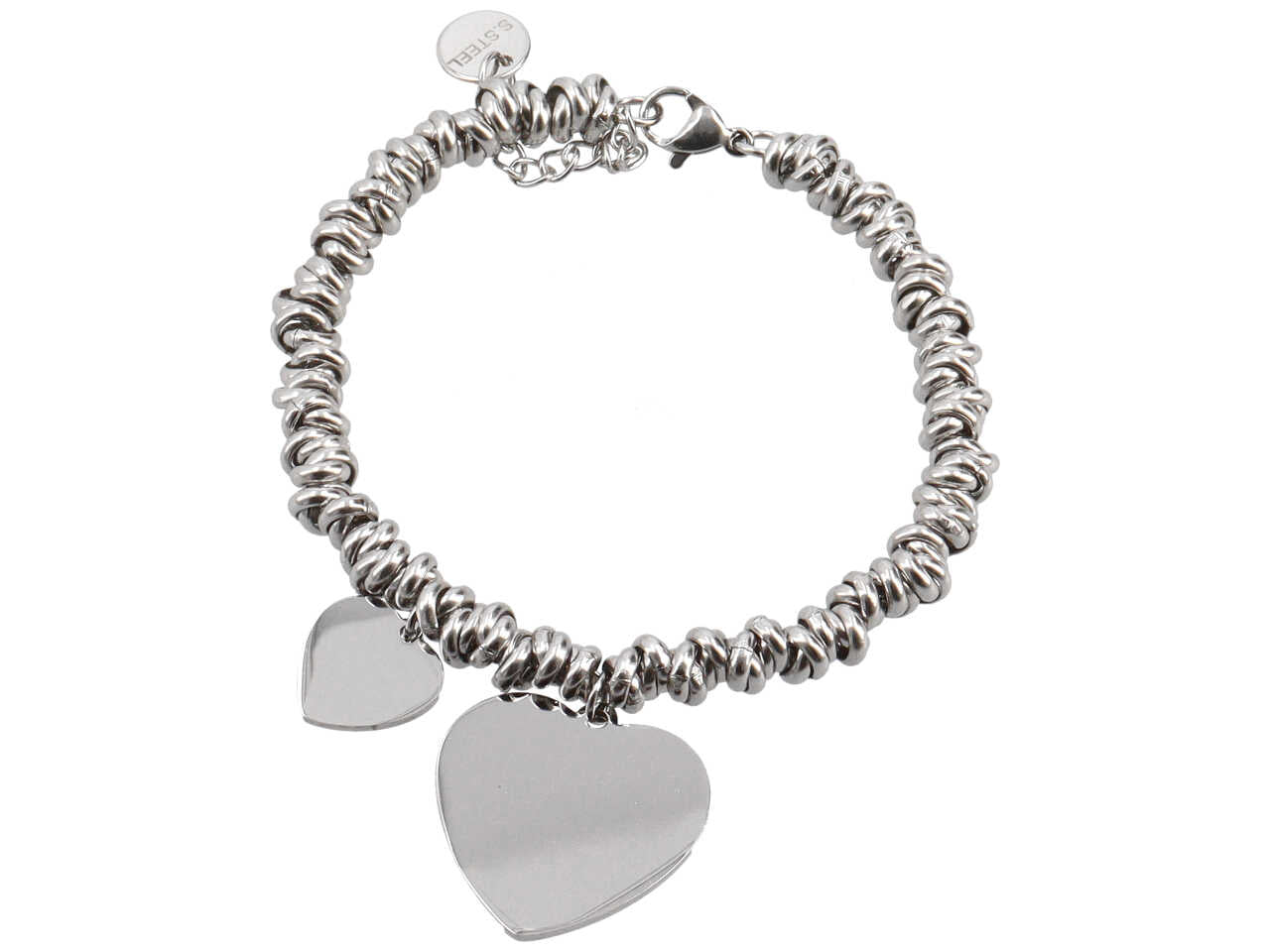 Bracciale in acciaio con ciondolo a forma di cuore