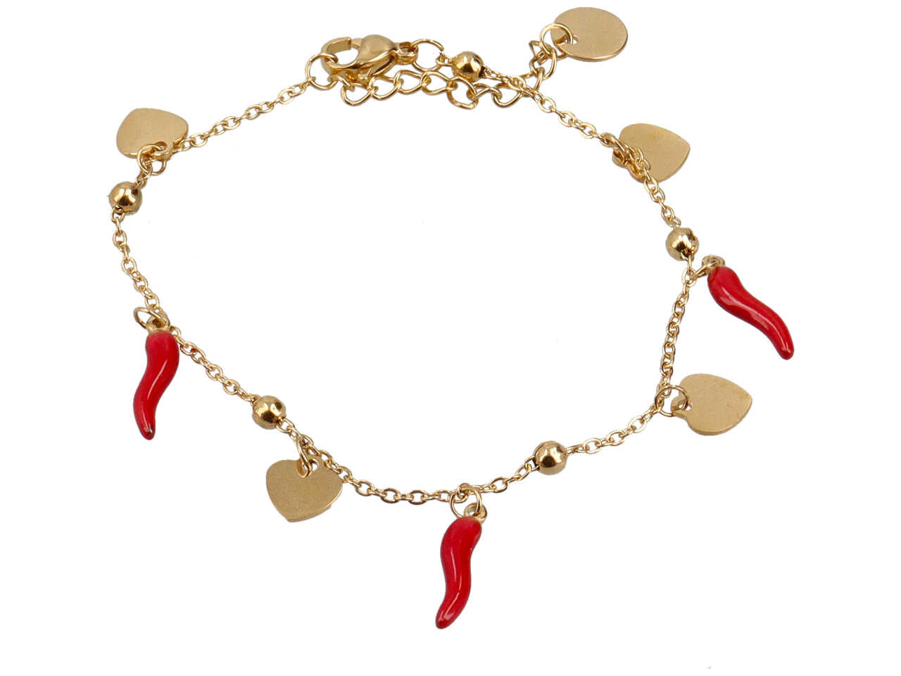 Bracciale oro con cuori e corni