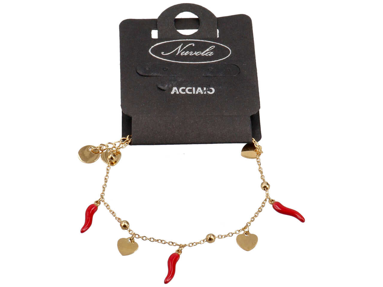 Bracciale oro con cuori e corni
