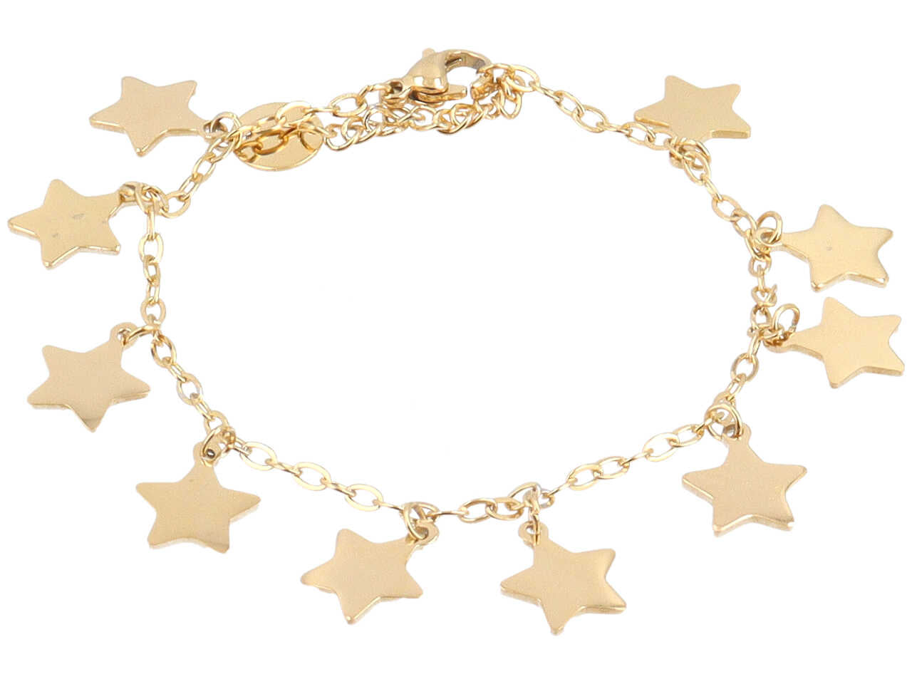 Bracciale in acciaio con 10 charms a forma di stelle metal oro