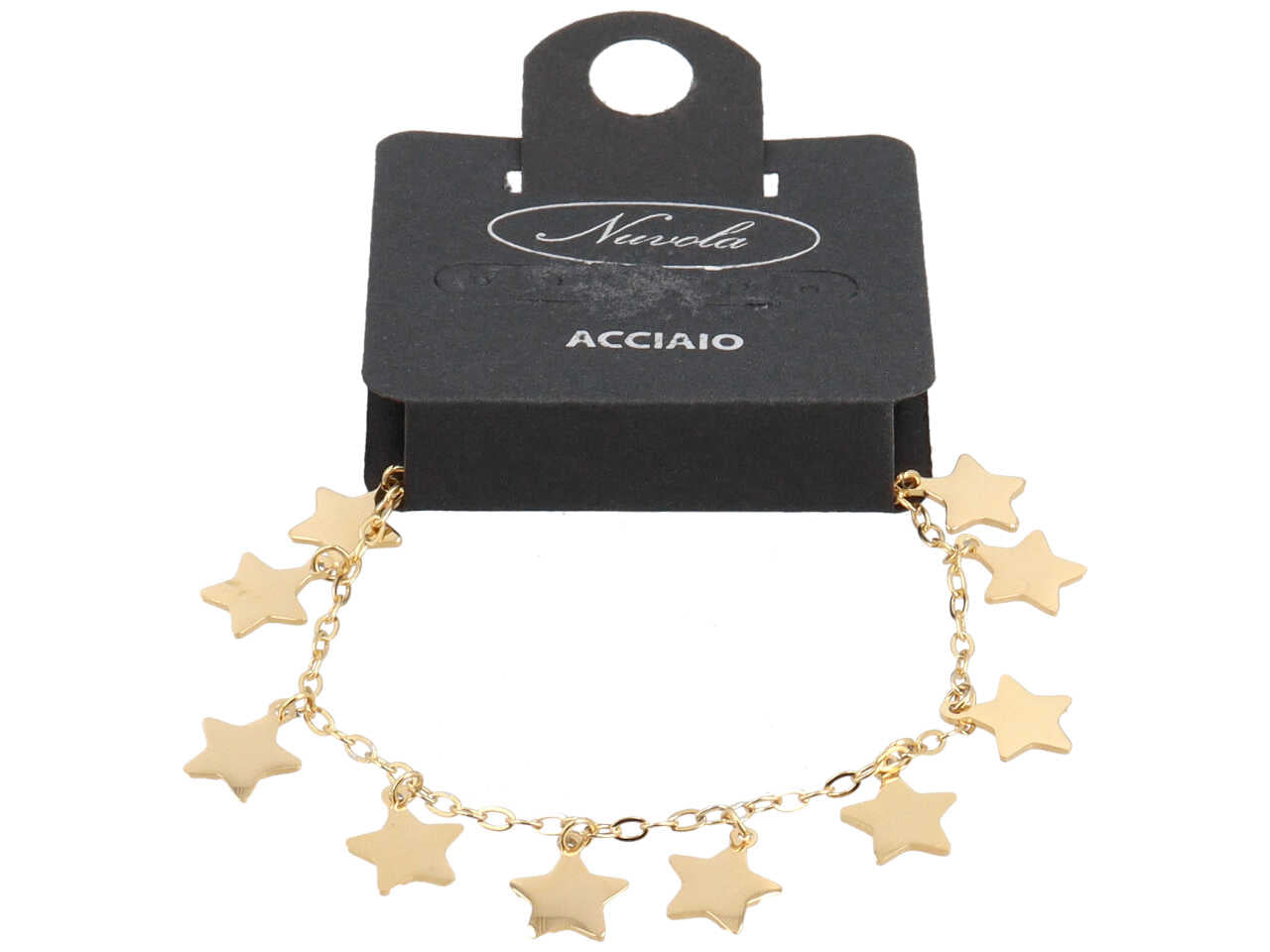 Bracciale in acciaio con 10 charms a forma di stelle metal oro