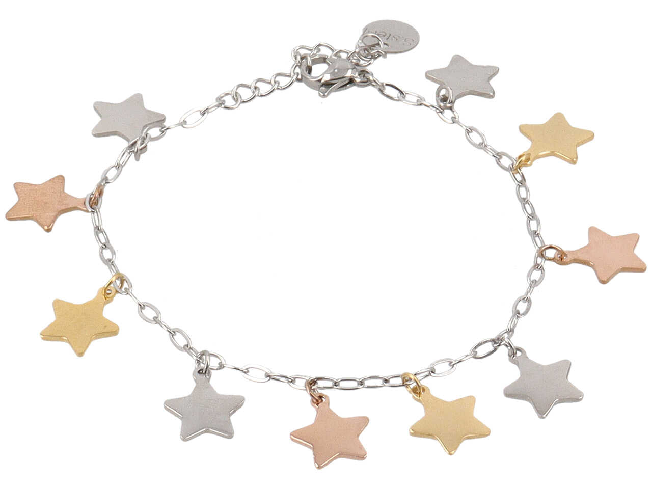 Bracciale in acciaio con charms a forma di stelle in tre tonalità