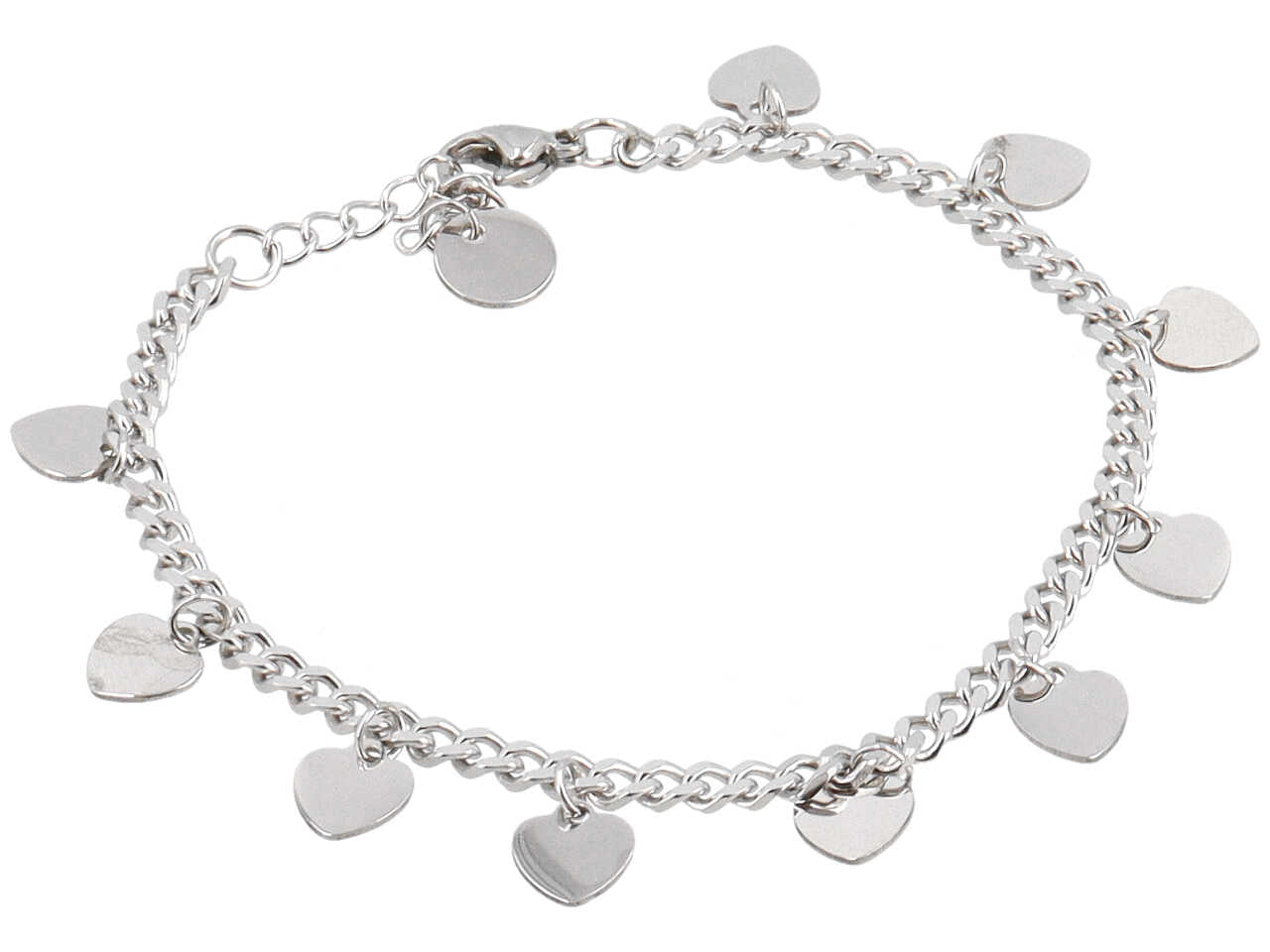 Bracciale groumette in acciaio con 11 cuoricini