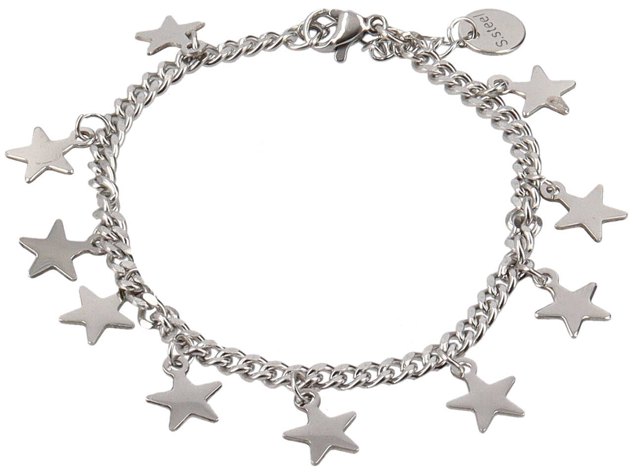 Bracciale acciaio groumette con 11 stelline