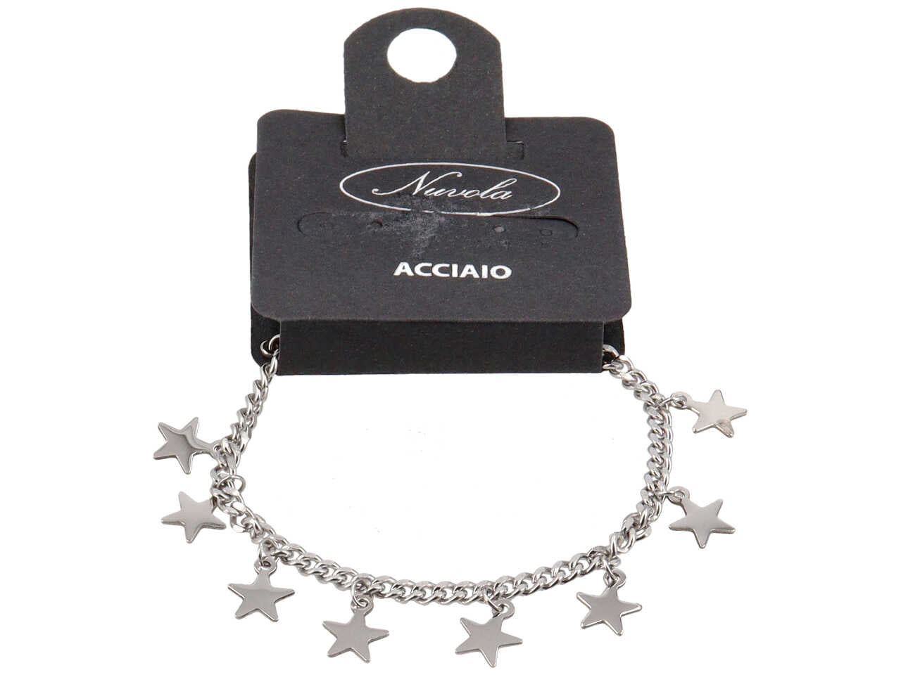 Bracciale acciaio groumette con 11 stelline