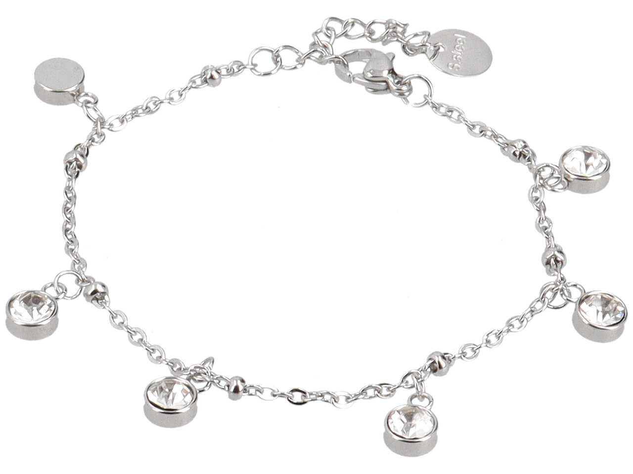 Bracciale acciaio con charme zirconi bordati